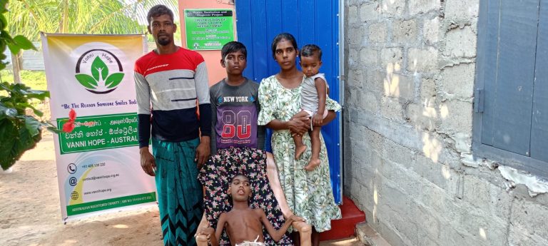 Disability child sri lanka, providing toilet for poor family in ampara district