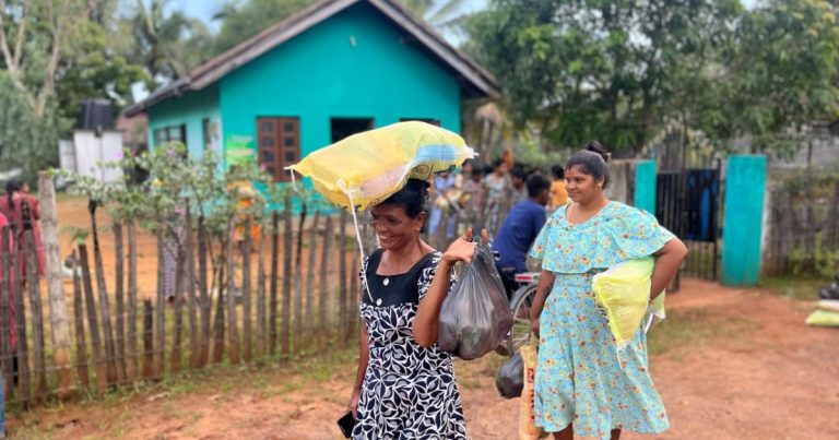 Emergency food relief distribution by Vanni Hope Sri Lanka to flood-affected families in Vantharumoolai Village, Batticaloa District after Cyclone Ditwah