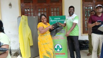 Flood-affected families in Hindagoda, Badulla District receive kitchen utensils and clothing support from Vanni Hope after Cyclone Ditwah