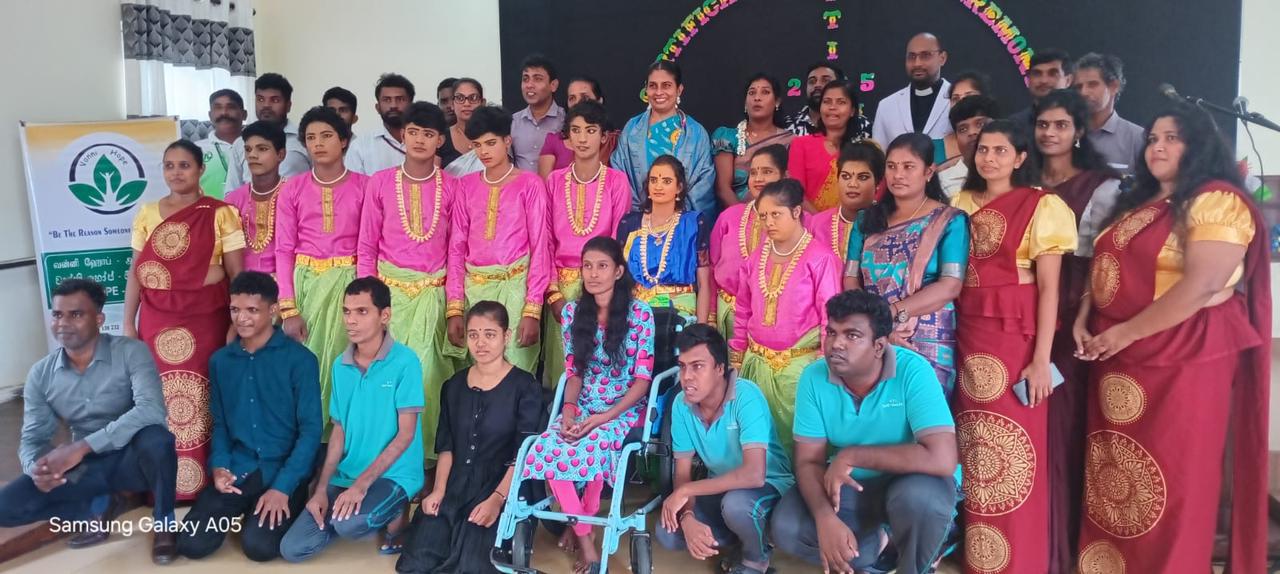 Students and staff celebrating disability inclusion at the National Vocational Training Institute in Batticaloa with Vanni Hope