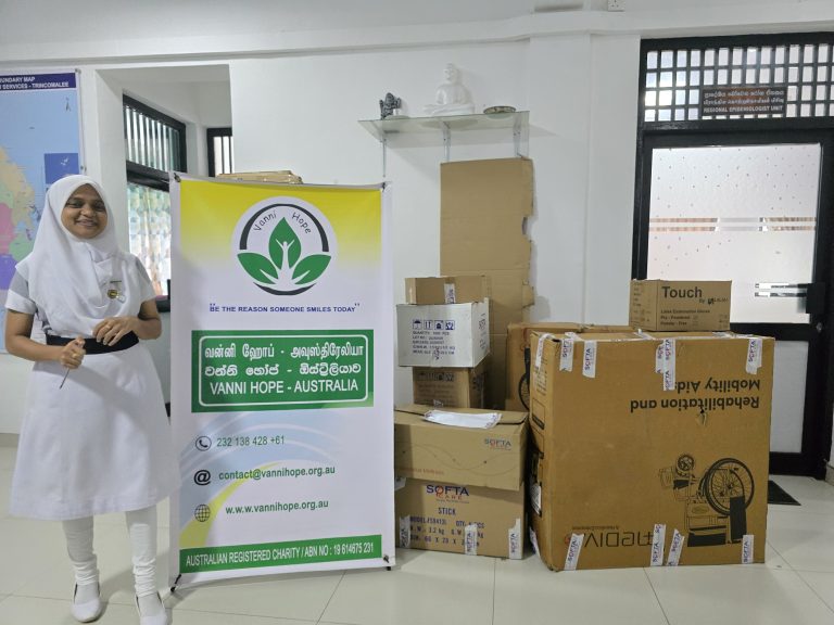 Emergency medical equipment and wheelchairs provided to government hospitals in Trincomalee by Vanni Hope