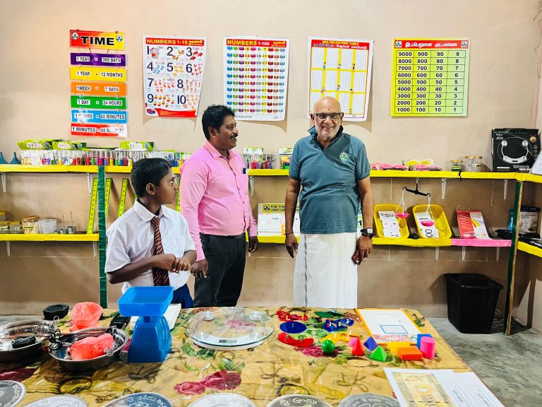 Students using new maths classroom equipment at Kathiresar Vidyalayam Periyaveli Mutur Trincomalee Sri Lanka