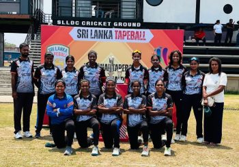 Moolai Victory women’s cricket team competing in the National Tape Ball Championship grand final in Sri Lanka