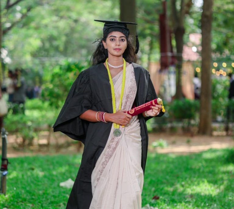 Attorney-at-Law Thevapriya celebrating her achievement after obtaining First Class Honours following her studies at the University of Jaffna.