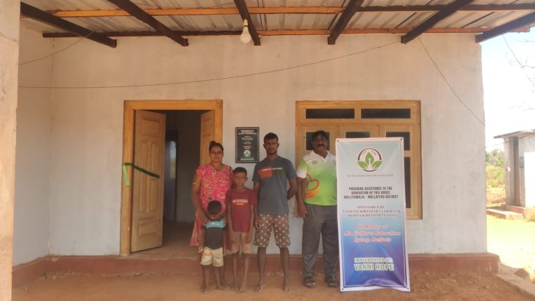 Vanni Hope, Shelter for Life, House Renovation, Housing Assistance, Mullaitivu, Mulliyavalai, Ponnagar, Safe Housing, Family Support, Community Development, Sri Lanka